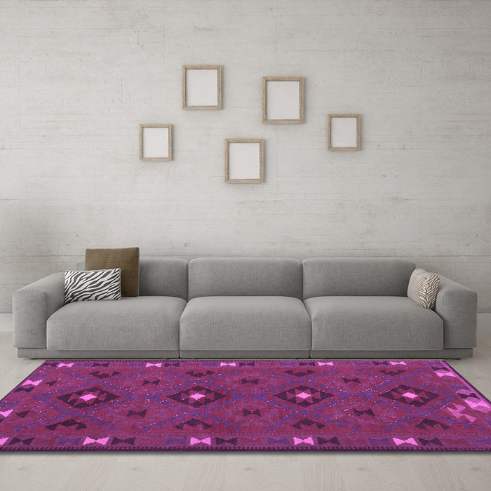 Machine Washable Southwestern Purple Country Area Rugs in a Living Room, wshcon1235pur