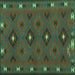 Square Southwestern Turquoise Country Rug, con1235turq