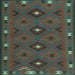 Square Machine Washable Southwestern Light Blue Country Rug, wshcon1235lblu