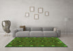 Machine Washable Southwestern Green Country Area Rugs in a Living Room,, wshcon1235grn