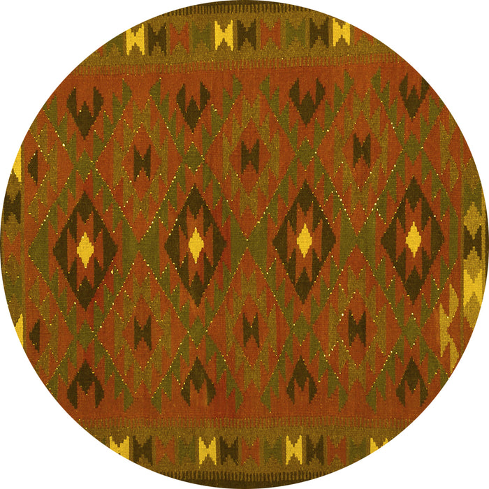 Round Southwestern Yellow Country Rug, con1235yw