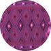 Round Machine Washable Southwestern Purple Country Area Rugs, wshcon1235pur