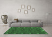 Machine Washable Southwestern Emerald Green Country Area Rugs in a Living Room,, wshcon1235emgrn