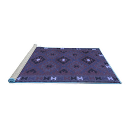 Sideview of Machine Washable Southwestern Blue Country Rug, wshcon1235blu