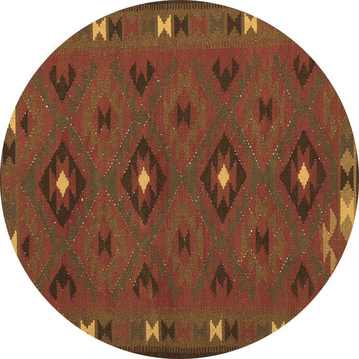 Round Southwestern Brown Country Rug, con1235brn
