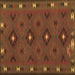Square Machine Washable Southwestern Brown Country Rug, wshcon1235brn