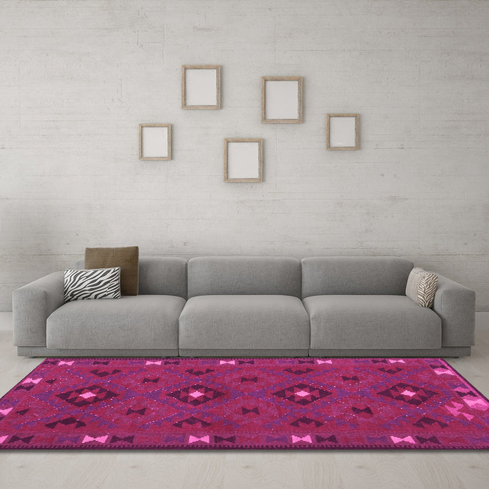 Machine Washable Southwestern Pink Country Rug in a Living Room, wshcon1235pnk