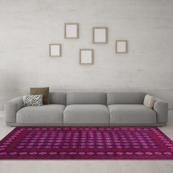 Machine Washable Abstract Pink Contemporary Rug in a Living Room, wshcon1236pnk