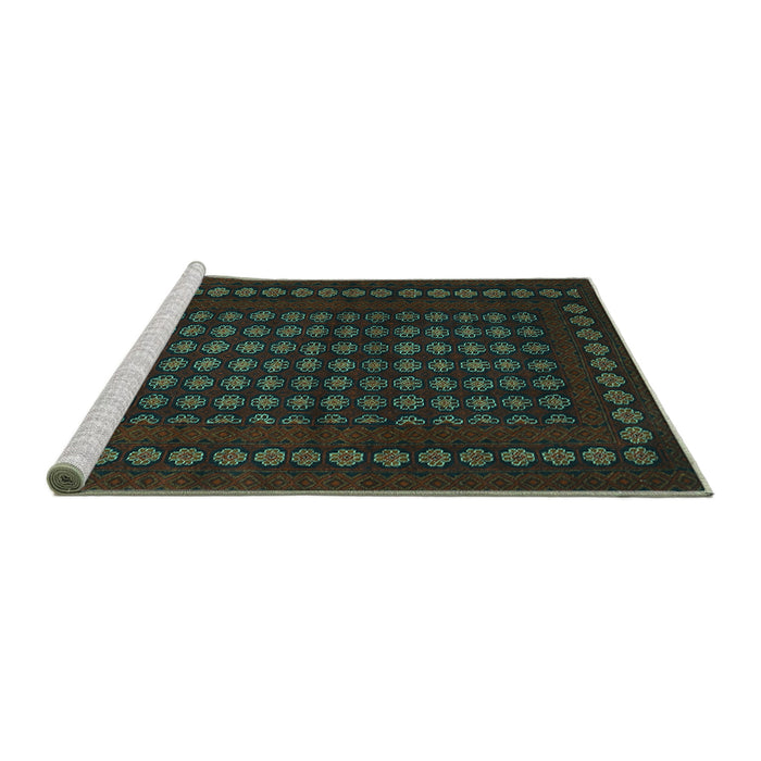 Sideview of Machine Washable Abstract Turquoise Contemporary Area Rugs, wshcon1236turq