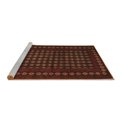 Sideview of Machine Washable Abstract Brown Contemporary Rug, wshcon1236brn