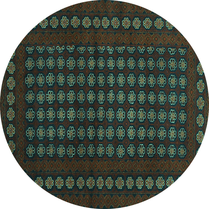 Round Abstract Turquoise Contemporary Rug, con1236turq