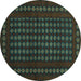 Round Abstract Turquoise Contemporary Rug, con1236turq