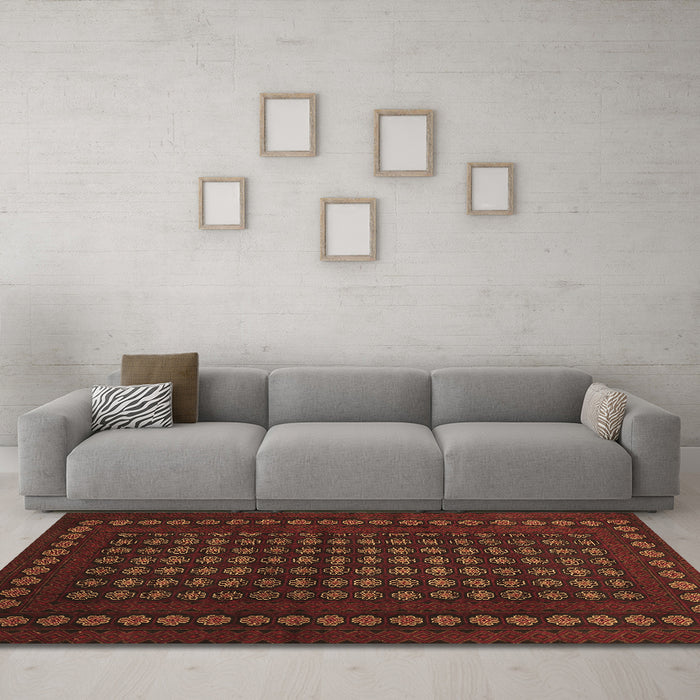Machine Washable Abstract Brown Contemporary Rug in a Living Room,, wshcon1236brn
