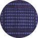 Round Abstract Blue Contemporary Rug, con1236blu