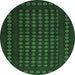 Round Abstract Emerald Green Contemporary Rug, con1236emgrn