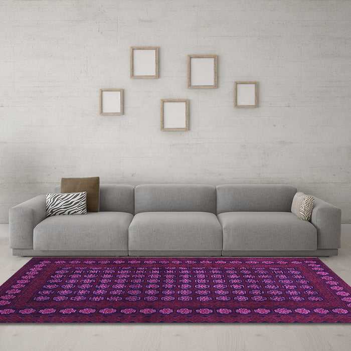 Machine Washable Abstract Purple Contemporary Area Rugs in a Living Room, wshcon1236pur