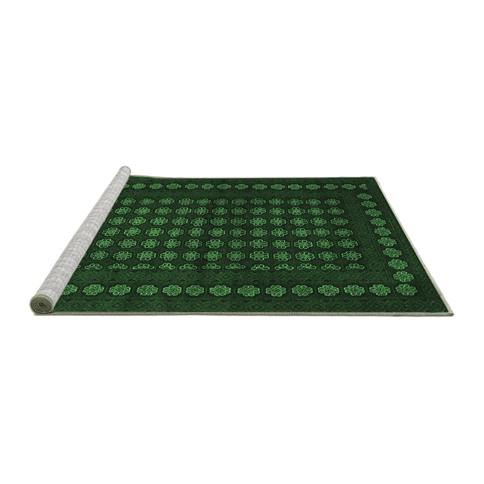 Sideview of Machine Washable Abstract Emerald Green Contemporary Area Rugs, wshcon1236emgrn
