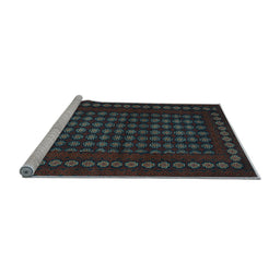Sideview of Machine Washable Abstract Light Blue Contemporary Rug, wshcon1236lblu