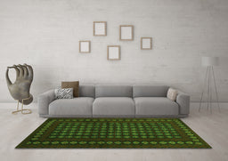 Machine Washable Abstract Green Contemporary Area Rugs in a Living Room,, wshcon1236grn
