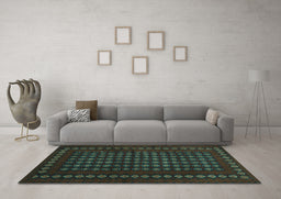 Machine Washable Abstract Turquoise Contemporary Area Rugs in a Living Room,, wshcon1236turq
