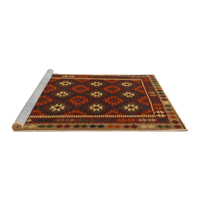 Serging Thickness of Machine Washable Contemporary Saddle Brown Rug, wshcon1237