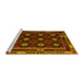 Sideview of Machine Washable Oriental Yellow Traditional Rug, wshcon1237yw