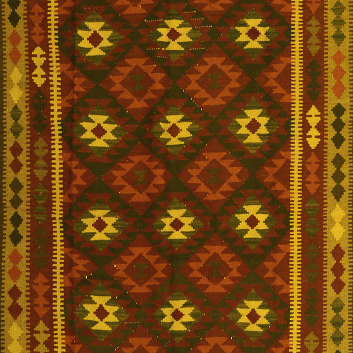 Machine Washable Oriental Yellow Traditional Rug, wshcon1237yw
