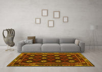 Machine Washable Oriental Yellow Traditional Rug, wshcon1237yw