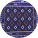 Round Machine Washable Oriental Blue Traditional Rug, wshcon1237blu