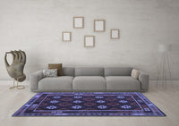 Machine Washable Oriental Blue Traditional Rug, wshcon1237blu