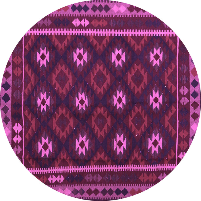 Round Machine Washable Oriental Purple Traditional Area Rugs, wshcon1237pur