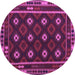 Round Machine Washable Oriental Purple Traditional Area Rugs, wshcon1237pur