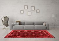 Machine Washable Oriental Red Traditional Rug, wshcon1237red