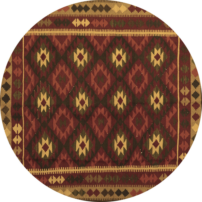 Round Oriental Brown Traditional Rug, con1237brn