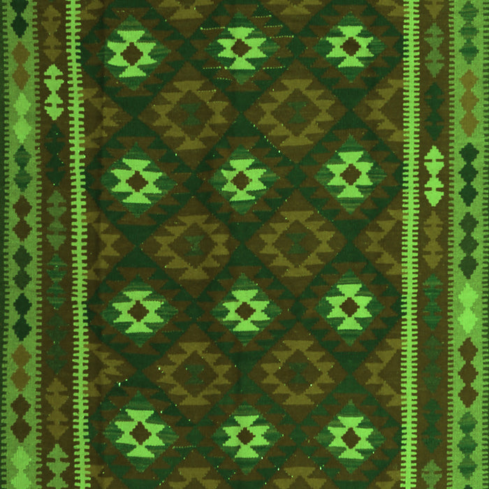 Serging Thickness of Machine Washable Oriental Green Traditional Area Rugs, wshcon1237grn