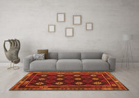 Machine Washable Oriental Orange Traditional Rug, wshcon1237org