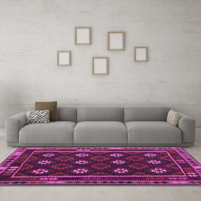 Machine Washable Oriental Purple Traditional Area Rugs in a Living Room, wshcon1237pur
