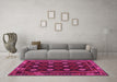 Machine Washable Oriental Pink Traditional Rug in a Living Room, wshcon1237pnk