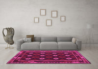 Machine Washable Oriental Pink Traditional Rug, wshcon1237pnk