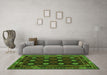 Machine Washable Oriental Green Traditional Area Rugs in a Living Room,, wshcon1237grn