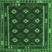 Square Machine Washable Oriental Emerald Green Traditional Area Rugs, wshcon1237emgrn