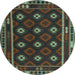 Round Oriental Light Blue Traditional Rug, con1237lblu