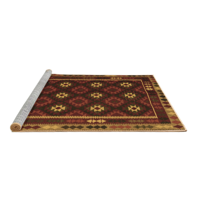 Sideview of Machine Washable Oriental Brown Traditional Rug, wshcon1237brn