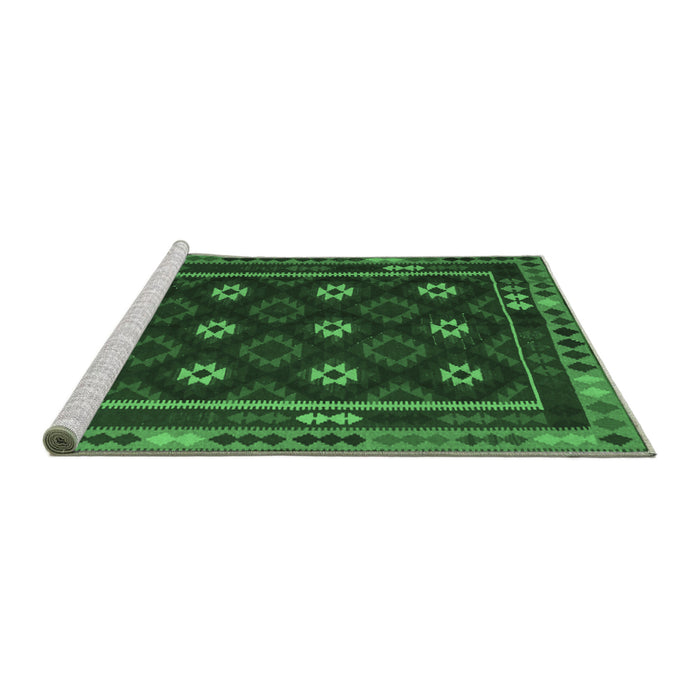 Sideview of Machine Washable Oriental Emerald Green Traditional Area Rugs, wshcon1237emgrn