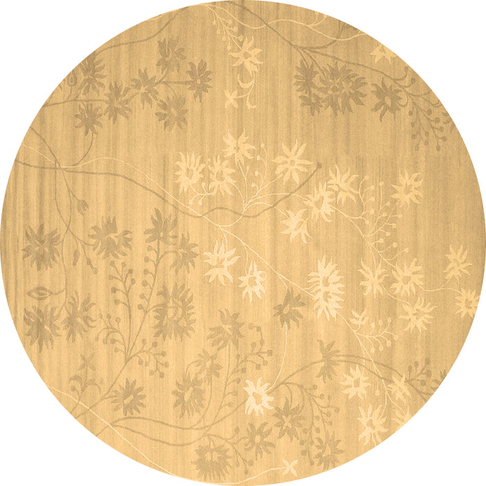 Round Machine Washable Abstract Brown Contemporary Rug, wshcon1238brn
