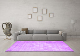 Machine Washable Abstract Purple Contemporary Area Rugs in a Living Room, wshcon1238pur