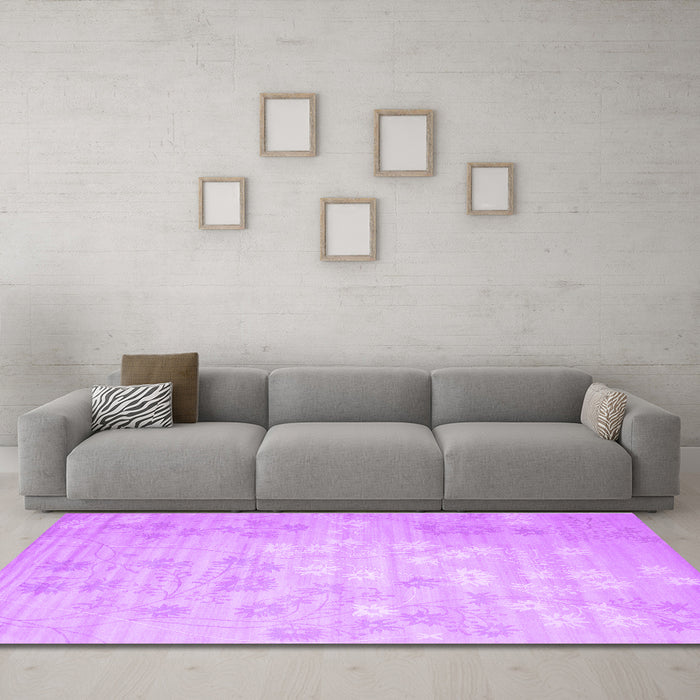 Machine Washable Abstract Purple Contemporary Area Rugs in a Living Room, wshcon1238pur