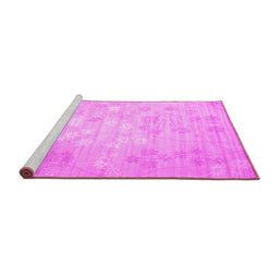 Sideview of Machine Washable Abstract Pink Contemporary Rug, wshcon1238pnk