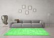 Machine Washable Abstract Emerald Green Contemporary Area Rugs in a Living Room,, wshcon1238emgrn