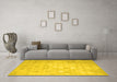 Machine Washable Abstract Yellow Contemporary Rug in a Living Room, wshcon1238yw